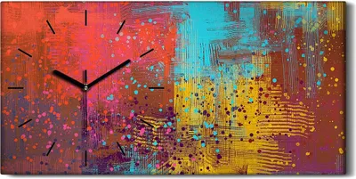Produktbild von Wanduhr Uhr Wandbild Leinwand 60x30 Ausdrucksstarke handgemachte Malerei - schwarze Hände