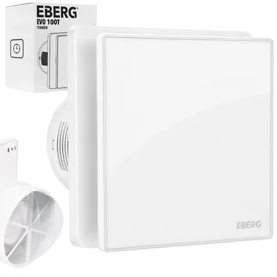 Zdjęcie produktu dla EBERG EVO 100 T Wentylator Łazienkowy 100 mm Timer Klapa Zwrotna Biały