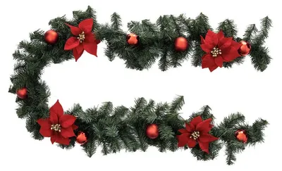 Obrázok produktu pre Vianočná girlanda poinsettias červené plastové ozdoby 2 m