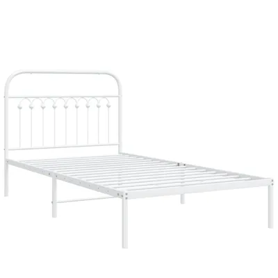 Image de Cadre de lit métal sans matelas et tête de lit blanc 100x200 cm