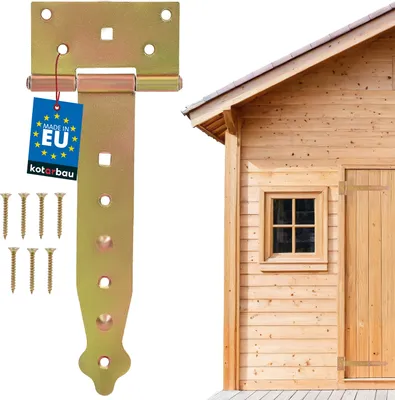 Produktbild von KOTARBAU® Kreuzgehänge 200mm T Scharniere Gartentor Scharnier Ladenband Türscharniere für Holztüren Schwerlast Scharniere Galvanisch  Stahl Gold