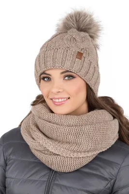 Zdjęcie produktu dla Vivisence 7014kmpl beżowy uni komplet czapka+komin