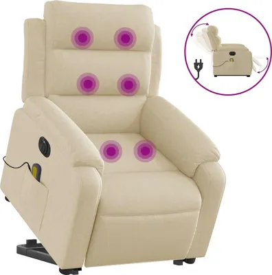 Produktbild von vidaXL Elektrischer Massagesessel mit Aufstehhilfe Creme Stoff