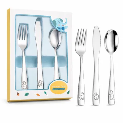 Produktbild von Ergonomisches Kinderbesteck für kleine Hände, inkl. Geschenkbox, KI-generiertes Bild