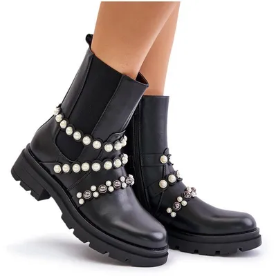 Produktbild von Damen Chelsea-Stiefel Mit Dekorativen Riemen Schwarz Sintitia 37