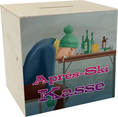 Produktbild von Spardose aus Holz für die nächste Party mit lustigem Motiv und Spruch -