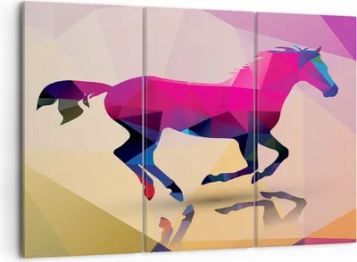 Produktbild von Bild auf Leinwand - Leinwandbild - Pferd Tiere Geometrie Diamant - 105x70cm - Wand Bild - Wanddeko - Leinwanddruck - Bilder - Kunstdruck - Wanddekoration - Leinwand bilder - Wandkunst - CE105x70-2803