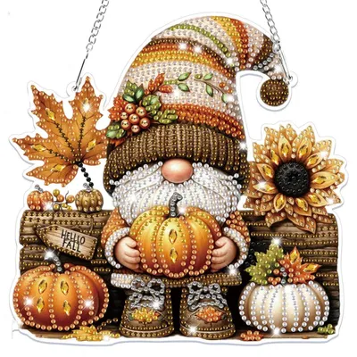 Productafbeelding van 5D Diamantverf Halsbedel, Kabouter, Halloween, Herfst, Raamdecoratie, Knutselset, Hangende decoratie