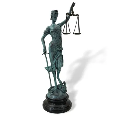 Produktbild von Bronzefigur Justitia Justizia mit Waage Bronze Skulptur Statue Antik-Stil 40cm