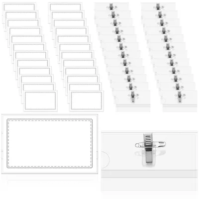 Productafbeelding van 50 Transparante Naamstickers met Krokodillenclip en Veiligheidspeld