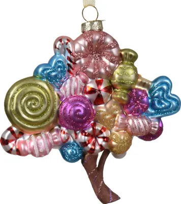 Produktbild von Christbaumschmuck Glas Süßigkeiten Baum 12cm bunt