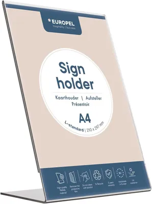 Obrázok produktu pre EUROPEL  350000 EUROPEL Tischaufsteller Acrylic, DIN A4 hoch, schräg