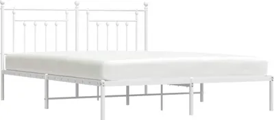 Produktbild von vidaXL Bettgestell mit Kopfteil Metall Weiß 180x200 cm