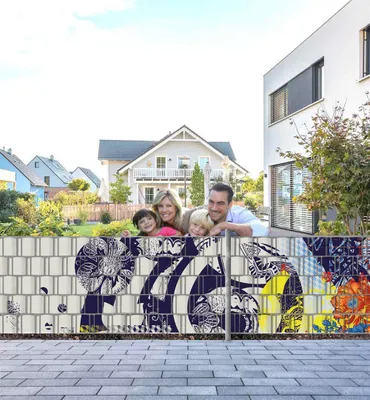 Produktbild von Sichtschutzstreifen Straßenmalerei Sichtschutz Garten Zaun - Teil1 + Teil2 - 5 Streifen - 500x100cm