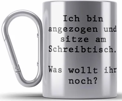 Produktbild von Trendation - Lustige Edelstahl Tasse Karabiner für Kollegen Kollegin Spruch Witzig Arbeit Edelstahl Tasse Karabiner BüroEdelstahl Tasse Karabiner Kaffeebecher Becher für Büro Lustig Spruch (Silber)
