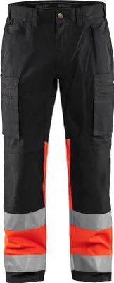 Produktbild von High Vis Arbeitshose Mit Stretch "1551 " - Blakläder Schwarz/High Vis Rot D84