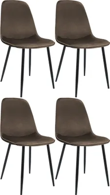 Zdjęcie produktu dla Zestaw 4 aksamitnych krzeseł do jadalni - krzesła kuchenne - eleganckie i wygodne - solidna metalowa rama