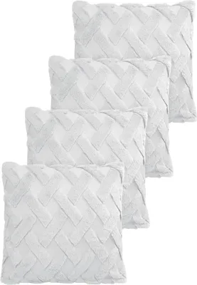 Produktbild von 4er Set Dekorative Kissenbezüge aus kuschelig weichem Teddy-Fleece 45x45 cm