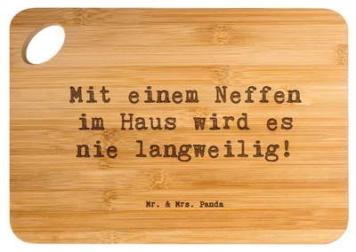 Produktbild von Mr. & Mrs. Panda Frühstücksbrettchen Spruch Neffe Spaß - Transparent - Geschenk, Brett, Frühstücksbrett, Holzbrett, Lebensfreude, Schneidebrett, Familie, Aufmerksamkeit