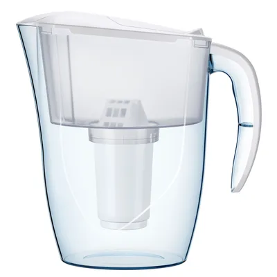 Produktbild von AQUAPHOR Wasserfilter Smile weiß inkl. 1 A5 Mg Filterkartusche - kompakter Wasserfilter gegen Kalk, Chlor & reichert das Wasser mit Magnesium an