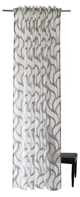 Halbtransparenter Vorhang mit Schlaufen, weiß-grau, 245x140 cm