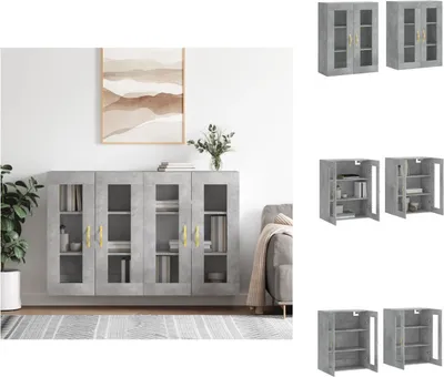 Produktbild von vidaXL Wandschränke 2 Stk. Betongrau Holzwerkstoff -  Sideboards