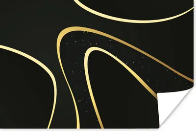 Produktbild von MuchoWow® Poster Goldene Wellen auf schwarzem Hintergrund 120x80 cm - Bilder
