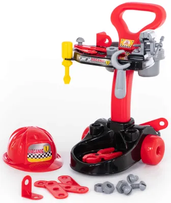 Produktbild von Werkstattwagen Werkzeug Kinder Spielset Mechaniker Trolley mit 21-tlg. Handwerker