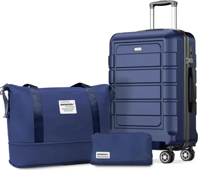 Image de SHOWKOO Set de valises TSA Serrure 4 Roues Léger Coque Dur M Bleu