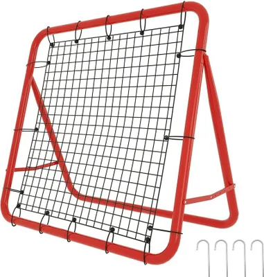 Produktbild von NAIZY fotbalová odrazová síť 100x65cm odrazová stěna kicker skládací se 4 nastavitelnými úrovněmi Tréninkové příslušenství Sportovní odrazová stěna červená ocelová trubka + PE síťový odrazový kickback, pro cvičení, fotbalový kop atd