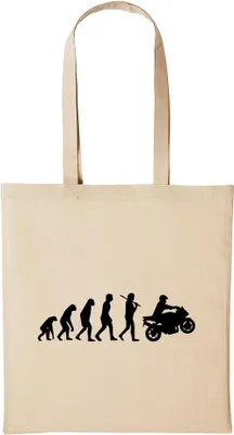 Produktbild von Huuraa Baumwollbeutel Evolution Motorrad Geschenk Einkaufstasche Natural 10 Liter Baumwolle Evolution Motorrad Accessoire