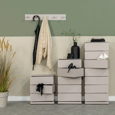 Produktbild von Schuhschrank Joey 7 Spinder Design aus Stahl Taupe -37 x 98,5 x 26 cm