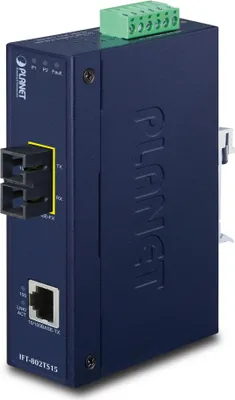 Immagine prodotto di Convertitore multimediale PLANET IFT-802TS15, da 10/100Base-TX monomodale a 100Base-FX con connettore SC, fino a 15km