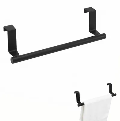 Immagine prodotto di Portasciugamani da parete, senza foratura, nero, acciaio inossidabile, 24 cm
