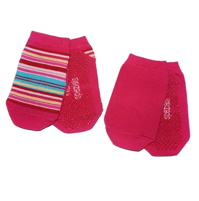 Produktbild von Kinder ABS-Socken 2-er Pack aus Baumwolle Ringel und Uni Pink Größe 18-19