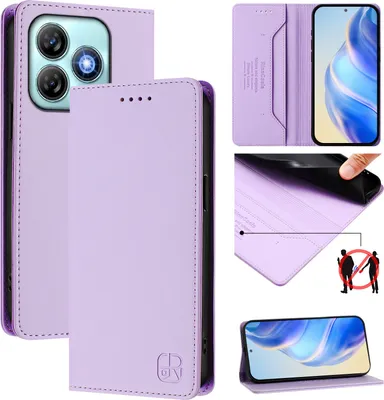 Produktbild von Lederhülle für ZTE Blade A75 4G Hülle Flip Brieftasche Kartenfächern Ständer Schutzhülle Violett