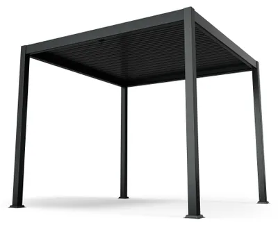 Image de Blumfeldt Tonnelle 3x3m, Tonnelle de Jardin Extérieur avec Toit à Lamelles Réglable, Cadre en Aluminium avec Revêtement en Poudre, Résistant aux Intempéries, Noir, 3x3x2,5m