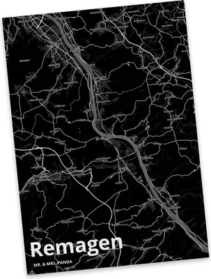 Produktbild von Mr. & Mrs. Panda Postkarte Remagen - Geschenk, Ansichtskarte, Fotokarte, Stadt Dorf Karte Landkarte Map Stadtplan, Grußkarte, Postkarten, bildkarte