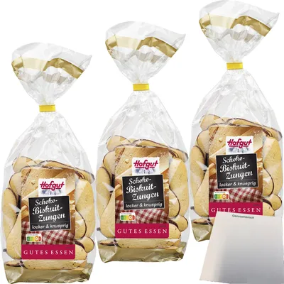 Produktbild von Hofgut Schoko-Biskuitzungen 3er Pack (3x200g Beutel) + usy Block