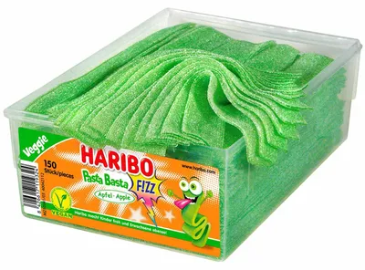 Produktbild von Haribo Pasta Basta Apfel Sauer, Hartes Gummi, 1,12 kg, Apfel, Mehrfarbig, 1481 kJ, 349 kcal