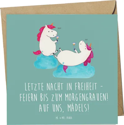 Produktbild von Mr. & Mrs. Panda Klappkarte Junggesellinnenabschied Feiern - Meeresbrise - Geschenk, Freundinnen, Heirat, handgefertigt, Heiraten, doppelkarte, faltkarte, Freiheit