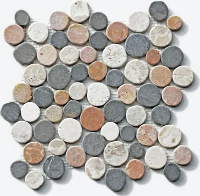 Produktbild von 1 Marmor Naturstein Mosaikfliese CO-015 Bodenfliesen Stein rund flach mediterran Fliesen Lager Verkauf Stein-Mosaik Herne NRW