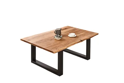Produktbild von Couchtisch Baumkante massiv Akazie naturfarben 130 x 75 cm schwarz BILLY