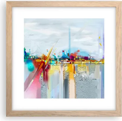 Produktbild von Gerahmtes Poster - Rahmen in heller Eiche - Abstraktion modern - 30x30 cm - Wand Bild - Wanddeko - Wandbilder - Wandposter - Bilderrahmen - Bilder - Kunstdruck - Wandbild - P2NAC30x30-4028