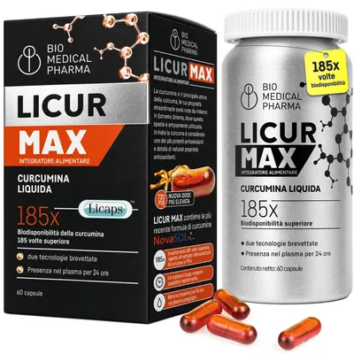 Immagine prodotto di Curcumina Pura 60 Capsule - Integratore Curcuma e Curcumina Alto Dosaggio
