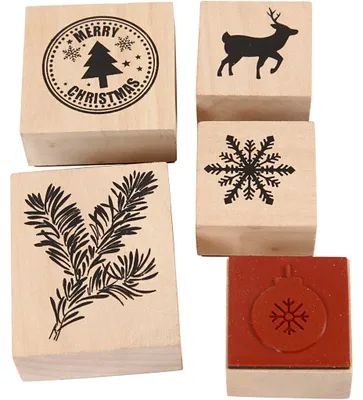 Image de Houten Stempelset Kerstmis, 5dlg.