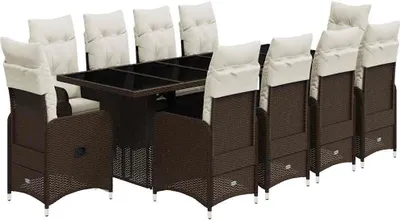 Immagine prodotto di vidaXL set bistrot da giardino da 11 pezzi con cuscini in rattan marrone