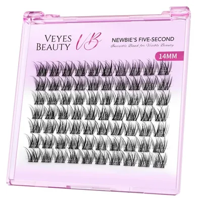 Image de Extensions de cils en cluster, 14 mm, couleur marron, ultra-fines, effet "wispy"