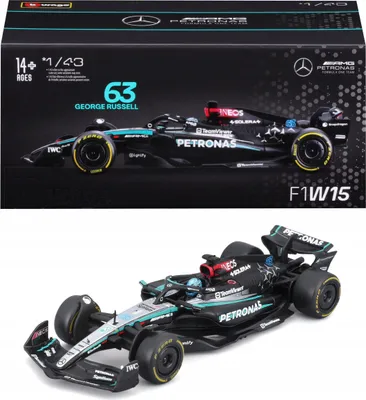 Produktbild von Bburago 1:43 RACE Formula F1 – Mercedes-AMG F1 W15 Performance (2024) #63 (George Russel) mit Antrieb
