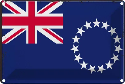 Produktbild von vianmo Blechschild 20x30 cm Cookinseln Cook Islands Flagge Fahne Wappen